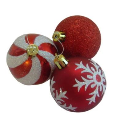 China Home Festival Party Decoration 2023 Hot Classic Glitter Plastic Christmas Ball Custom 8Cm Red Hanging Christmas Ornament For Party Holiday Weeding Decoration for sale