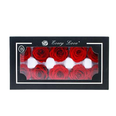 China 4cm / Box Grade B 10 Pcs Preserved Flowers Rose In Gift Box 4cm Diameter for sale