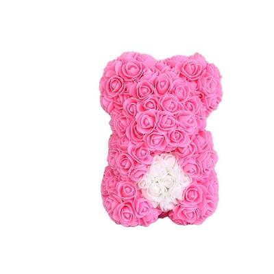 China 80% Artificial Rose Bear 25cm Teddy Box Foam Heart-Holding Style Valentine Mother's Day Decorative Flowers For Gift for sale