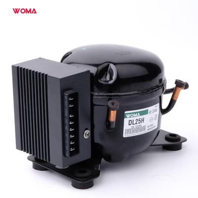 China WOMA DL25H DL19H 12-24V DC Lubricated Solar Refrigeration Vehicle Compressor for sale