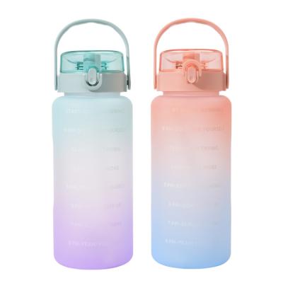 China LATTLIV Gradient 2000ml Viable Large Capacity BPA Free Plastic Water Bottle Portable Sports Drinkware 64oz Insulated Water Bottles for sale