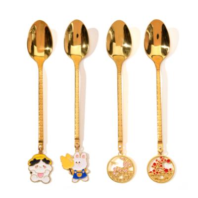 China LATTLIV Restaurant Tableware Cutlery Dinnerware Gold Spoon Stainless Steel Coffee Viable Luxury Dessert Spoon With Accessories for sale