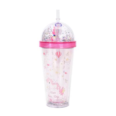 China LATTLIV Viable Wholesale Tumbler Cups Bulk Double Wall Insulated Unicorn Design Cartoon Kids Tumbler Cups With Straw for sale