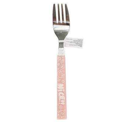 China LATTLIV Sustainable Eco Friendly Reusable Fork Cutlery Dinner Stainless Steel Forks With Plastic Letter Handle for sale