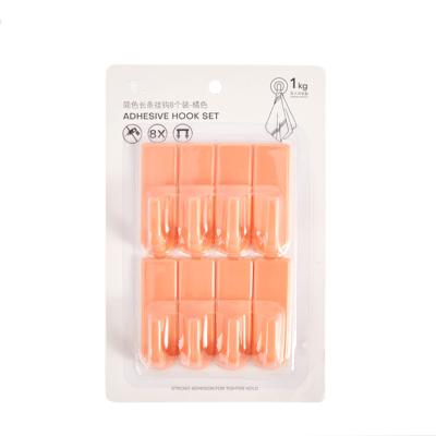 China LATTLIV Viable 8pcs Non Marking Strong Stick Adhesive Wall Hooks 1KG Load Plastic Wall Rack Coat Hooks for sale