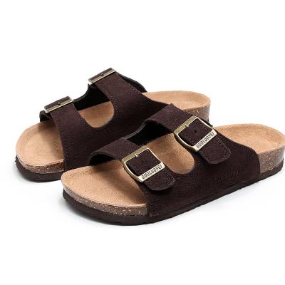 China CUSHIONING Summer Men Women Explosive Slides Slippers Shape Couples Suede Beach Cork Sandals for sale