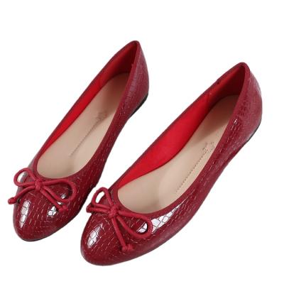 China New Women's Fashion Shallow Shoes Round Mouth Toe Lady Bowknot Round Flat Elegant Shoes for sale