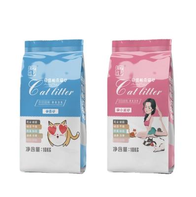 China Safety Custom Printed Eight Sides Sealing Tofu Cat Litter Clumping Sand Packaging Bag for sale