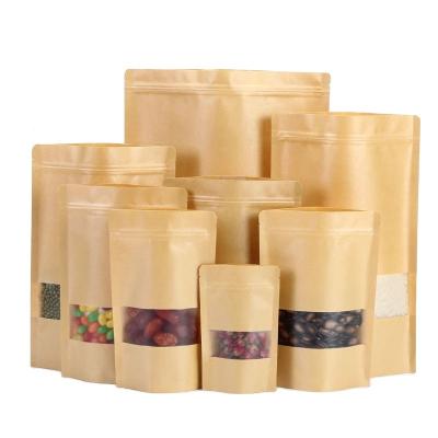 China Wholesale Biodegradable Zipper Moisture Proof Stand Up Zip Lock Brown Kraft Paper Bag for sale