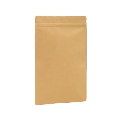 China Zip Lock Food Grade Food Grade Packaging Moisture Proof Resealable Three Flat Pouches Side Seal Kraft Paper Bag With Zipper for sale