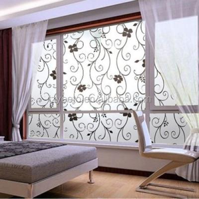 China Window Sticker Frosted Cover Stained Glass Black Flower Floral Sticker Film Office for sale