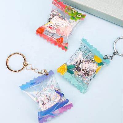 China Advertising Custom Vograce Anime Candy Wrapper Shape Keychains Pendant Keychain Transparent Candy Shaker Charm for sale