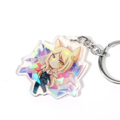 China Advertising Vograce Custom Make Your Own Anime Hologram Plastic Acrylic Charm Key Chain for sale