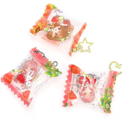 China Custom Acrylic Vograce Advertising Bag Charm Anime Transparent Acrylic Candy Key Chain for sale