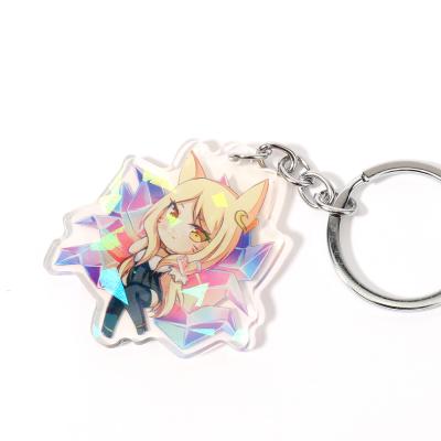 China Advertising To Make Your Own Custom Personalized Hologram Acrylic Charm Transparent Plastic Clear Holographic Key Chain for sale