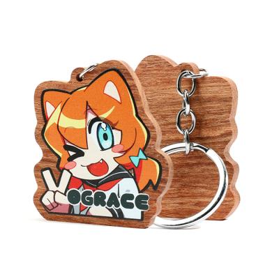 China Durable Vograce Personalized Custom Wood Charm Wood Picture Key Chain for sale