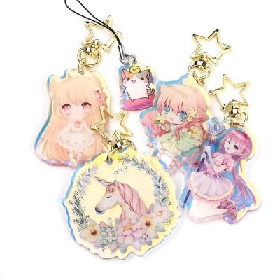 China High Quality Anime Clear Rainbow Character Advertising Vograce Clear Acrylic Charms for sale