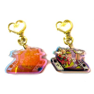 China Wholesale Custom Acrylic Cartoon Anime Rainbow Key Chain OEM Clear Plastic Epoxy Charms Promotional Gift/Sale/Exhibition VOGRACE for Promotional for sale