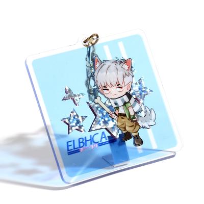 China Custom Advertising Vograce Double Sided Clear Glitter Holographic Acrylic Key Chain for sale