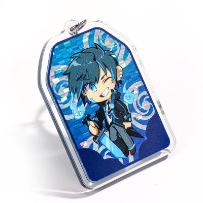 China Advertising Vograce Anime Glitter Acrylic Resin Custom UV Printing Holographic Key Chain for sale