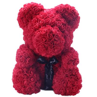 China Rose Flower Wholesale Decorative Preserved 40cm Teddy Bear Rose Artificial Preserved Rose Bear For Eternal Valentine's day gift for sale