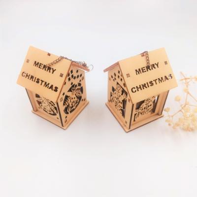 China : Laser Cutting Educational Toy Wooden Hanging Pendant Christmas Ornaments Diy Delicate Coloring House Toys for sale