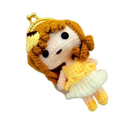 China New Design 100% Cotton Girls Doll Amigurumi Pocket Card Key Handmade Crochet Knitting Bag for sale