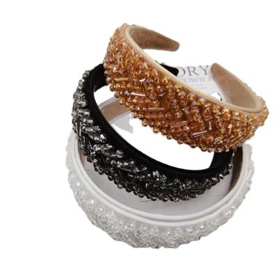 China Fashion Bling Sparkle Baroque Crystal Diamond Jeweled Hair Women's Rhinestone Sponge Headbands For Wome for sale