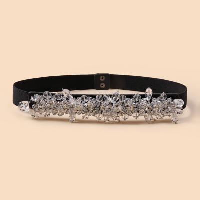 China 2021 Fashion Women's Elastic Rhinestone Crystal Waistband Stretch Belt for sale