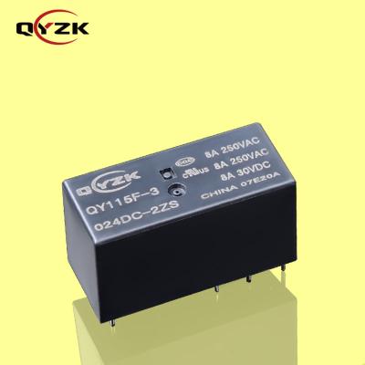 China 24V DC Sealed 2*SPDT Rating Load 8AMP 250VAC 8A 30VDC 8 Pins 0.4W Alternative To JQX-115F Bit Power Relay à venda