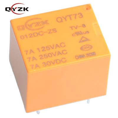 China Factory Sale Epoxy For India Market Copper Contact JQC-3FF 5pin 7A T73 Sugar Cube Coil 12V Power Packing Yellow Relay for sale