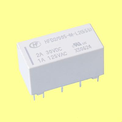 China Original Hongfa HFD2-005-M-L2 sealed dual-coil relay 1A 125VAC 5v hfd2 magnetic latching relay Te koop