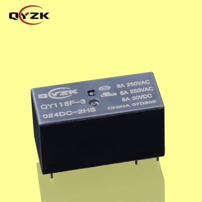 China Sealed 24 Volt 2* SPST-NO Rating Load 8AMP 250VAC 8A 30VDC 6 Pins 0.4W Alternative to JQX-115F Power Relay for sale