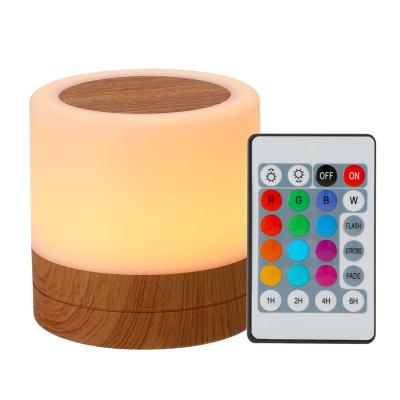 China Colorful Plastics LED Night Light Bedroom Desktop USB Bedside Touching RGB Night Lamp with Remote-controller, L5266, White for sale