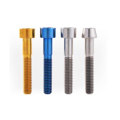 China Pan High Precision CNC Bolt GR5 Titanium Bike Joint Tapered Head Titanium Screw for sale