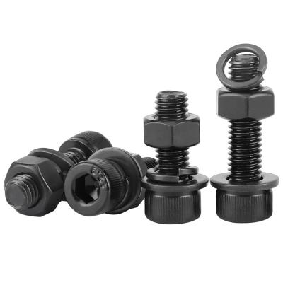 China Bolt Nuts With High Tensile Washer Black-Oxide Rounded Combination Head Bolt Nut With Washers for sale