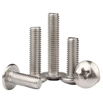 China Large 304 Stainless Steel M2M3M4M5M6 Screw Mushroom Head Construction Flat Cross Head Machine Bolt for sale