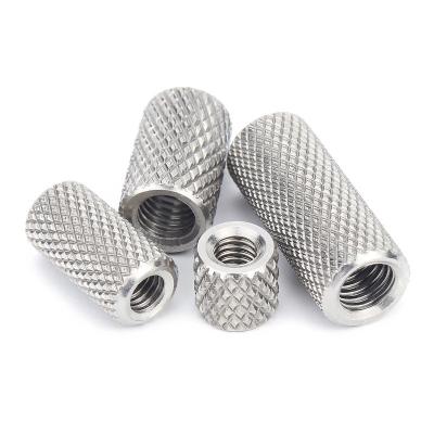 China Heavy Industry OEM 304 Stainless Steel / Carbon Long Extend Knurled Round Coupling Nut M4 M5 M6 M8 M10 M20 for sale