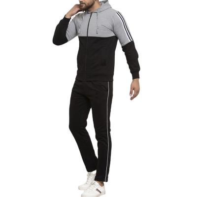 China New Arrival Breathable Men Color Blocked Drawstring Track Top Light Weight Embroidered Logo Fleece Zipper Slim Fit Tracksuit for sale