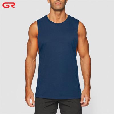 China Best Selling Breathable Mens Sportswear Mens Bodybuilding Tank Top Loose Muscle Fit Empty Blue Mens Workout Breathable Tank Top for sale