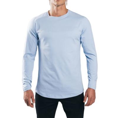 China Best Selling Anti-Wrinkle Activewear Comfortable Men's Long Sleeve T-Shirts Printing Logo Mens Designer T Shirts Round Neck Cotton Stretchy for sale