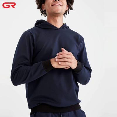 China Hot Selling Private Label Men's Polyester Anti-wrinkle Cotton Gym Active Wear Comfy Casual Comfortable Solid Hoodie Anti-pilling No String for sale