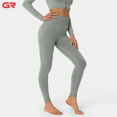 China Fashionable Women Breathable Tummy Control Yoga Pants Double Knitted Solid Four Way Fabric Stretch Leggings Yoga Pants Gym Gaiters for sale