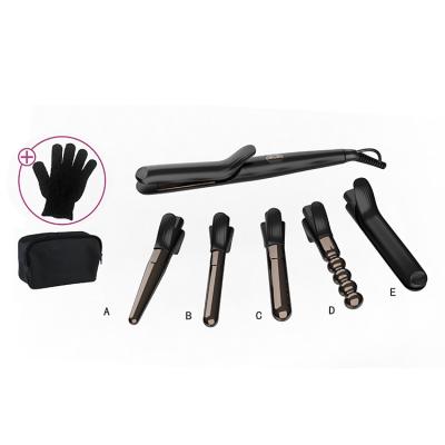 China Amazon Ceramic Hot Selling 5 in 1 Temperature Control Hair Curler Curly Hair Curler Pink Electronic Hair Curler for sale