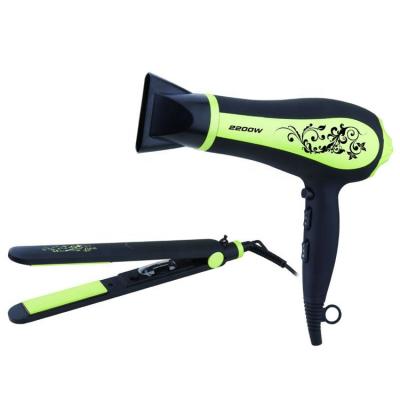 China Ryaca Ionic Flower Printed Hair Dryer Straightener And Ceramic Coating Hair Care Sets for sale