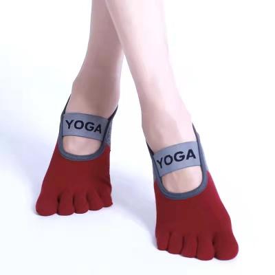 China Amazon Breathable Wide Strap Exercise YOGA Hoops Cross Grips Fitness Pilates Non-slip Dance Socks For Women for sale