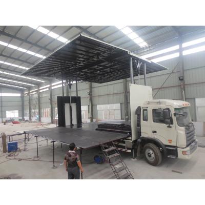 China Plywood+aluminmum+stainless steel +stage steel mobile stages with hydraulic system for sale, multifunctional mobile showroom truck digital mobile stage tour show truck for sale