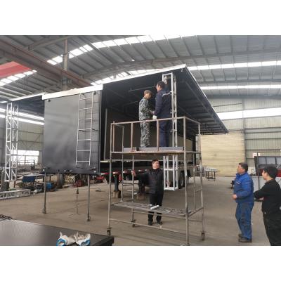 China Plywood +aluminmum+stainless steel +stage steel outdoor mobile stage truck for touring show big LED screen mobile stage container truck, mobile stages with hydraulic system for SA for sale