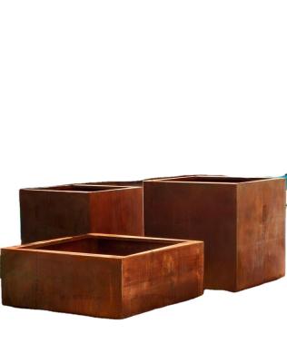 China Indoor outdoor stainless steel metal corten plant indoor outdoor rectangular pots / large steel planters for sale