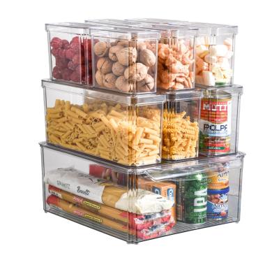 China Modern Plastic Fridge Storage Box Fridge Organizer With Handle Organizer Bins Transparent Kitchen Condiment Fridge for sale